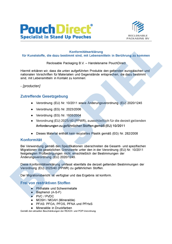 Declaration of Compliance